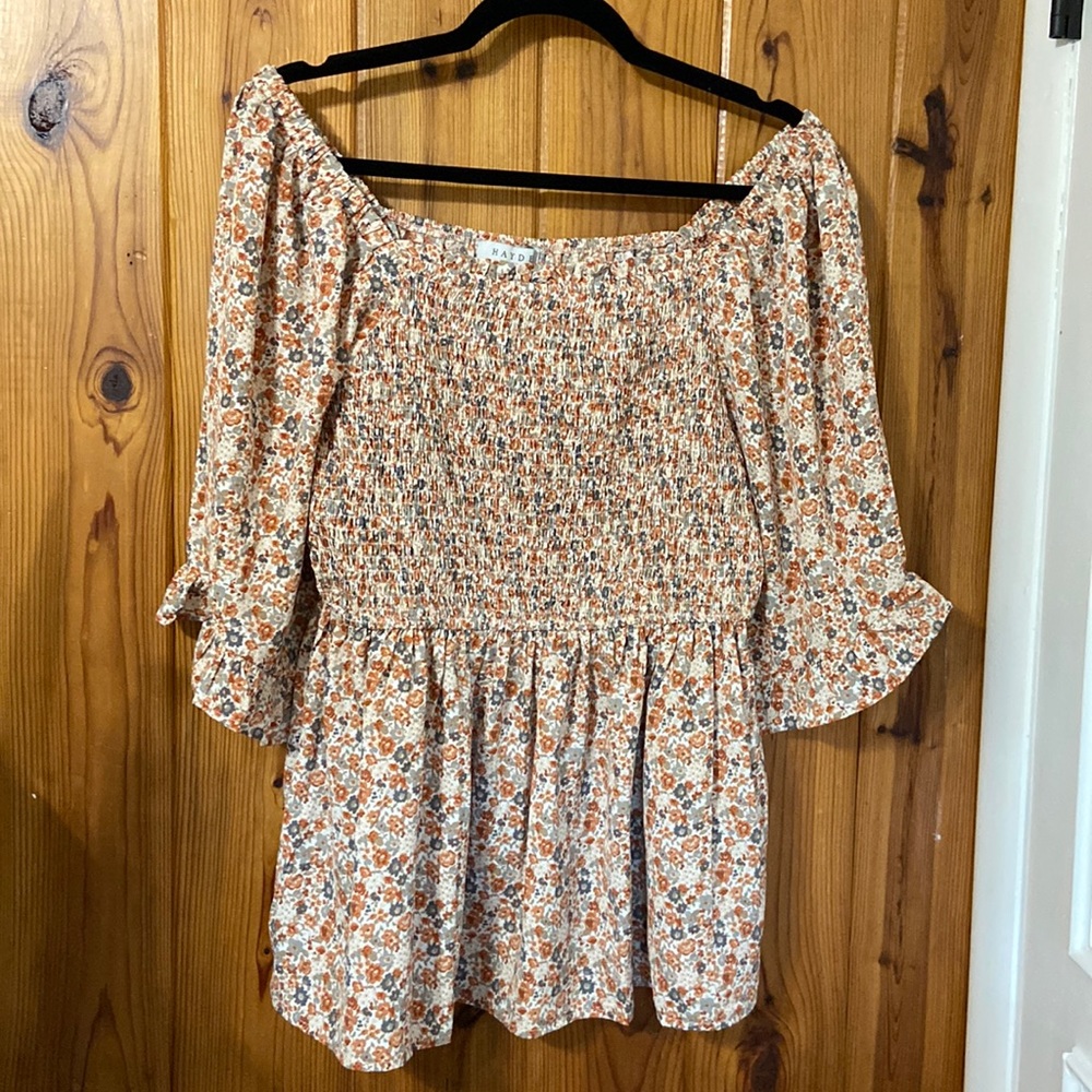 HAYDEN smocked peplum top